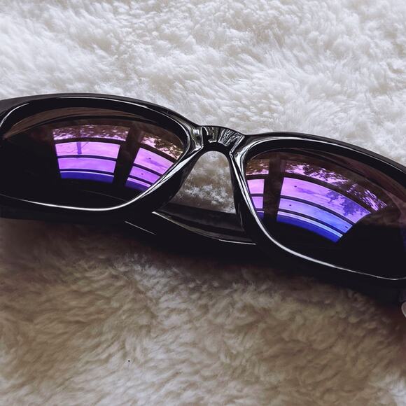Cerise Black w/ Blue Lenses Mirrored Sunglasses - Picture 1 of 15